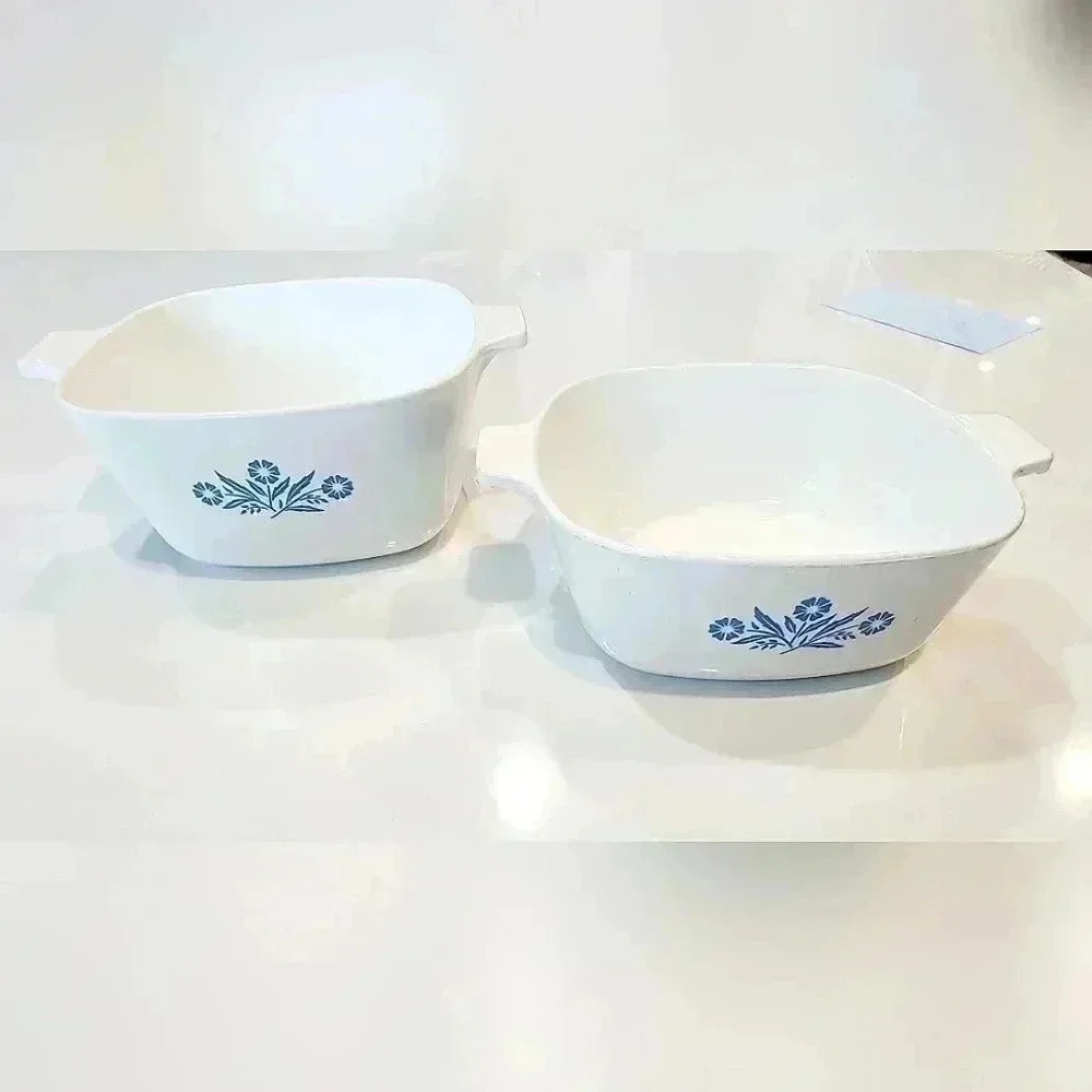 Rare Vintage Corning Ware Blue Cornflower Baking Casserole 1 1/2 QT, & 1 3/4 QT